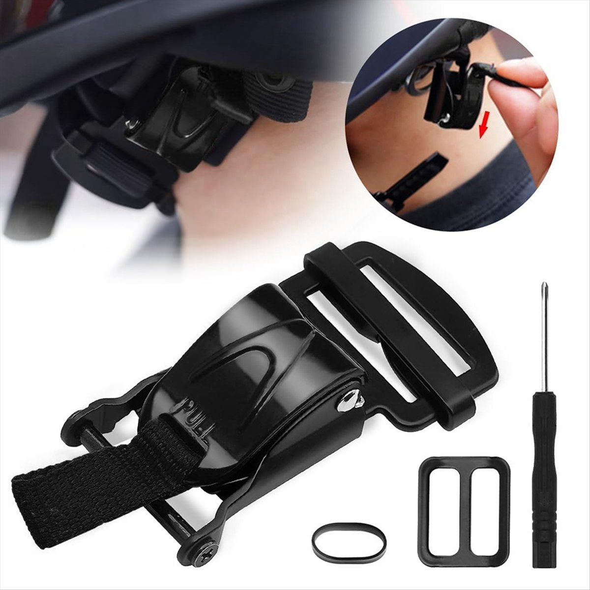 Quick Release Buckle Motorcycle Helmet - ชุดเปลี่ยนหัวเข็มขัดแบบปลดเร็วสำหรับหมวกกันน็อคที่ใช้งานร่วมกันได้, หมวกกันน็อคแบบมีสายรัดคางขนาดไม่เกิน 1 นิ้ว, หมวกกันน็อคมอเต