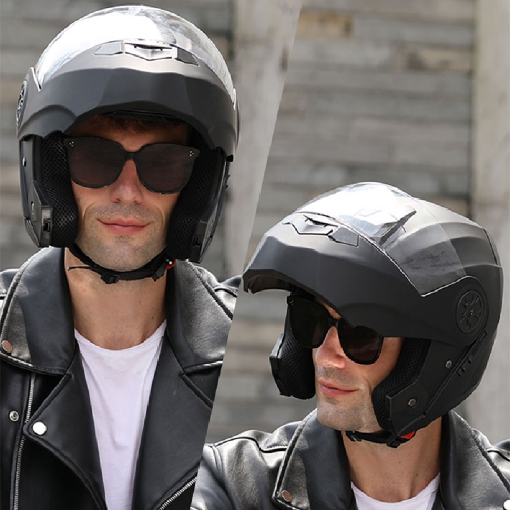 หมวกกันน็อคมอเตอร์ไซค์เลนส์คู่ - Modular Flip Up Motorcycle Helmet Dot Approved บทวิจารณ์และราคา