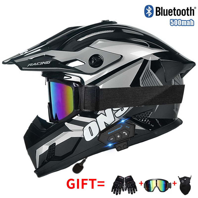 หมวกกันน็อคสำหรับรถมอเตอร์ไซค์ - Full Face Motorcycle Helmet With Bluetooth บทวิจารณ์และราคา